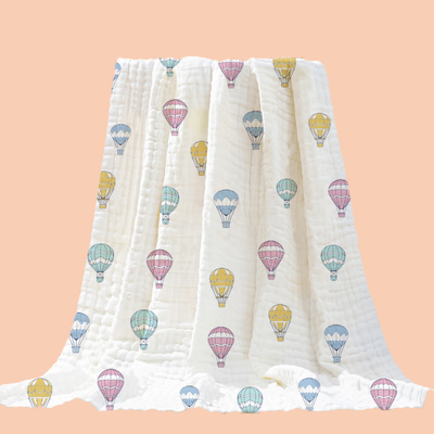 100% cotton in ấn Trẻ em quấn khăn Phụ nữ dệt thoi Giải trí Thông thường 40S Ba lớp Trẻ sơ sinh Che chăn Vải Crepe Guze