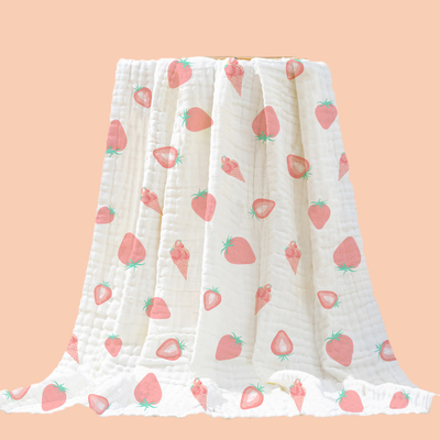 100% cotton in ấn Trẻ em quấn khăn Phụ nữ dệt thoi Giải trí Thông thường 40S Ba lớp Trẻ sơ sinh Che chăn Vải Crepe Guze