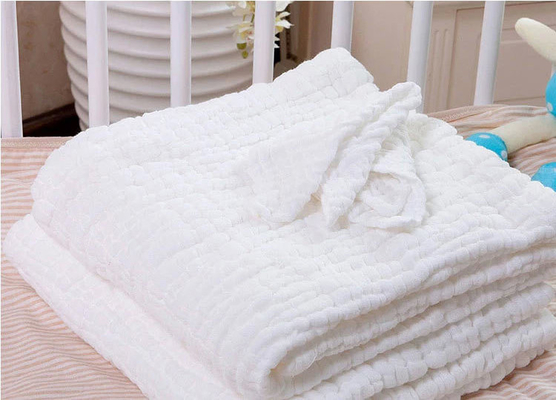 Vải gạc trắng trẻ em có nếp nhăn 32S Không có chất huỳnh quang Sợi Crepe
