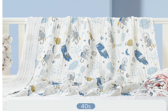 Vải gạc in 32S kháng khuẩn 100% Chăn quấn bằng tre