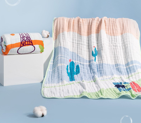 Vải gạc cotton in môi trường 260GSM Gạc vải Burp Sáu lớp