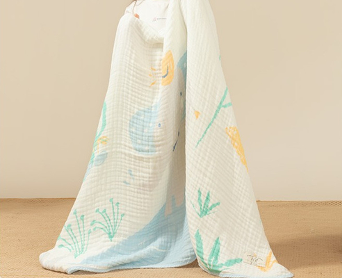 Vải gạc cotton in nhiều lớp không xoắn cho quần áo trẻ em