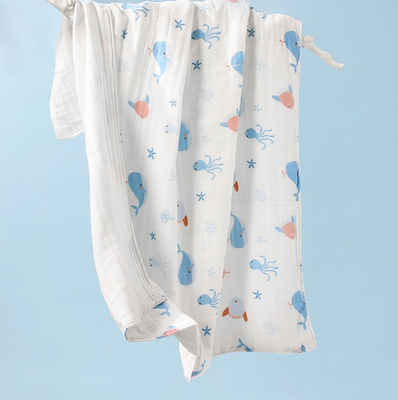 Vải gạc cotton in nhiều lớp không xoắn cho quần áo trẻ em