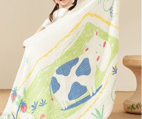 Vải gạc cotton in nhiều lớp không xoắn cho quần áo trẻ em