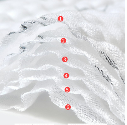 Sáu lớp Cotton Crinkle Gạc Vải 250GSM Vải Gạc Số lượng lớn