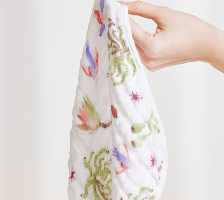 Vải gạc hoa màu xanh lá cây đẹp 190gsm Chăn bông tre