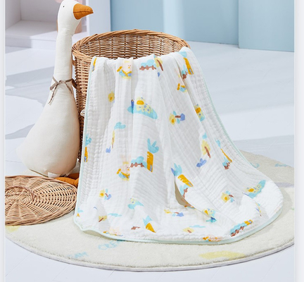 In hình động vật đáng yêu Vải gạc tự nhiên cho quần áo trẻ sơ sinh 200GSM