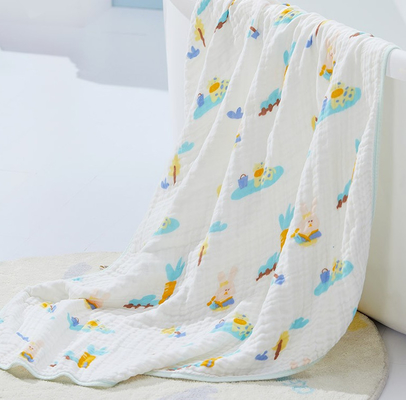 In hình động vật đáng yêu Vải gạc tự nhiên cho quần áo trẻ sơ sinh 200GSM