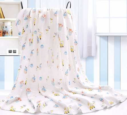 In hình khủng long đáng yêu Muslin Gạc vải 110gsm Hút nước tốt