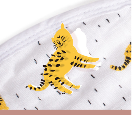In Tiger màu vàng Vải dệt thoi Muslin Vải gạc mỏng 105GSM