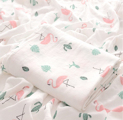 Vải gạc đôi hữu cơ 40S nhẹ bằng sân in hình động vật đáng yêu