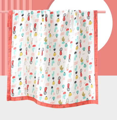 100% cotton 40S 4 lớp Gạc vải Chăn quấn trẻ em Phim hoạt hình in