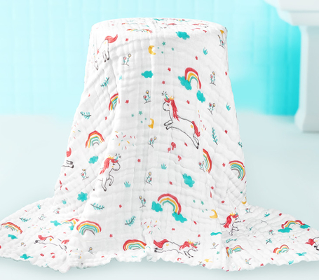 250GSM Crepe 6 lớp Gạc vải Hoa văn đáng yêu Hút ẩm