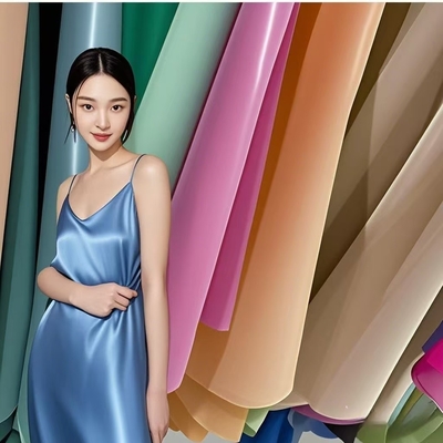 Váy Vải Satin Mùa Hè Nữ Nhẹ Bóng Váy Polyester Mịn