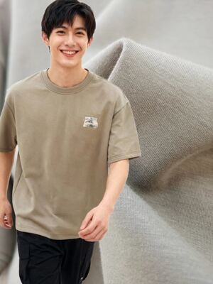 80% Cotton 15% Polyester 5% Spandex Vải dệt kim Air-Layer 260gsm cho Áo nỉ.