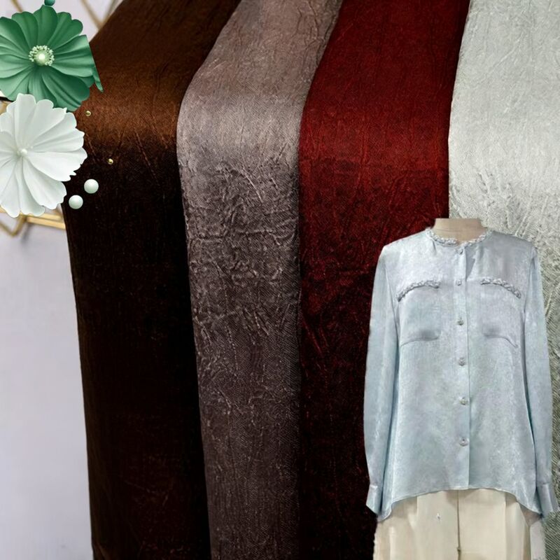 110GSM Satin Crinkle Fabric - Polyester nhẹ như lụa với kết cấu nhăn cho váy thanh lịch