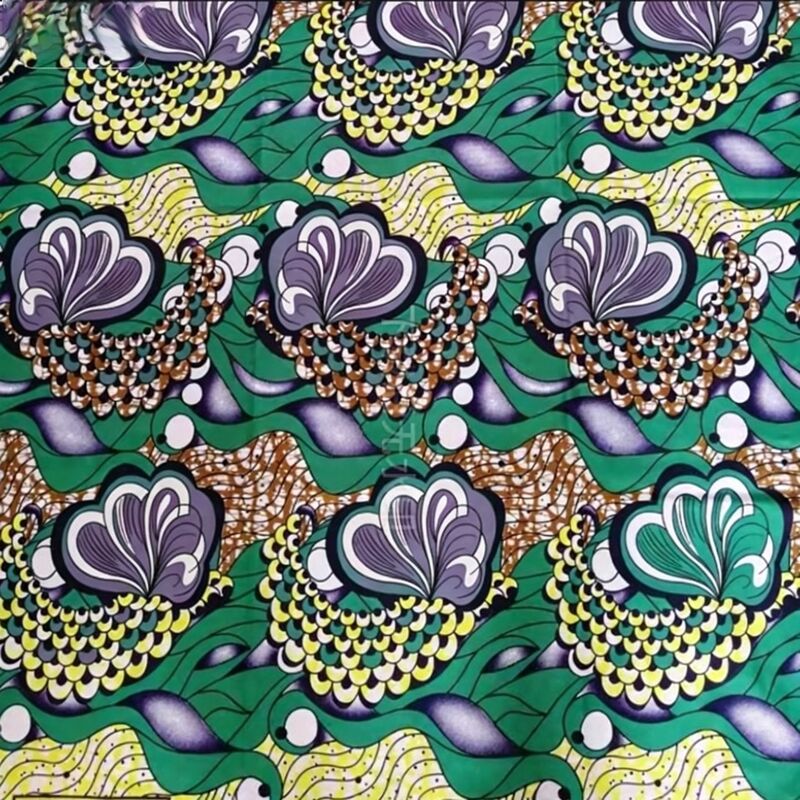 Vải in 100% bông sáp châu Phi cao cấp với màu sắc rực rỡ và chiều rộng 115cm